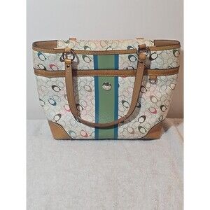 Coach Chelsea Heritage Stripe Purse Multicolor Logo 14x10.5x4
